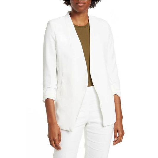 T Tahari Ruched Sleeve Blazer - White - XL