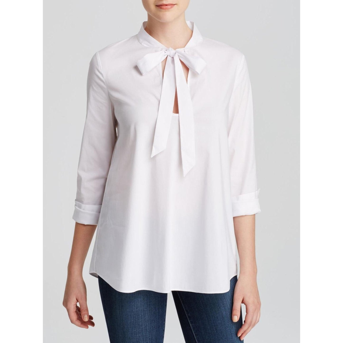 Rachel Zoe Long Sleeve Neck-Tie Blouse - White - 8