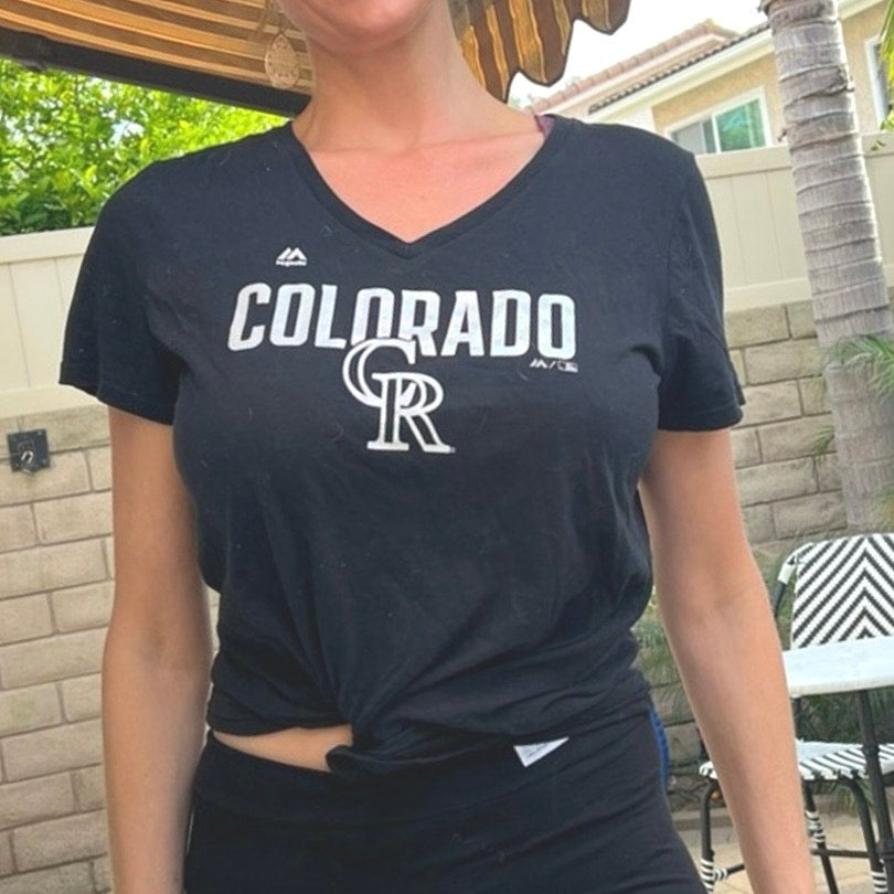 Colorado Rockies V-Neck Women’s Tee - Black - Size L