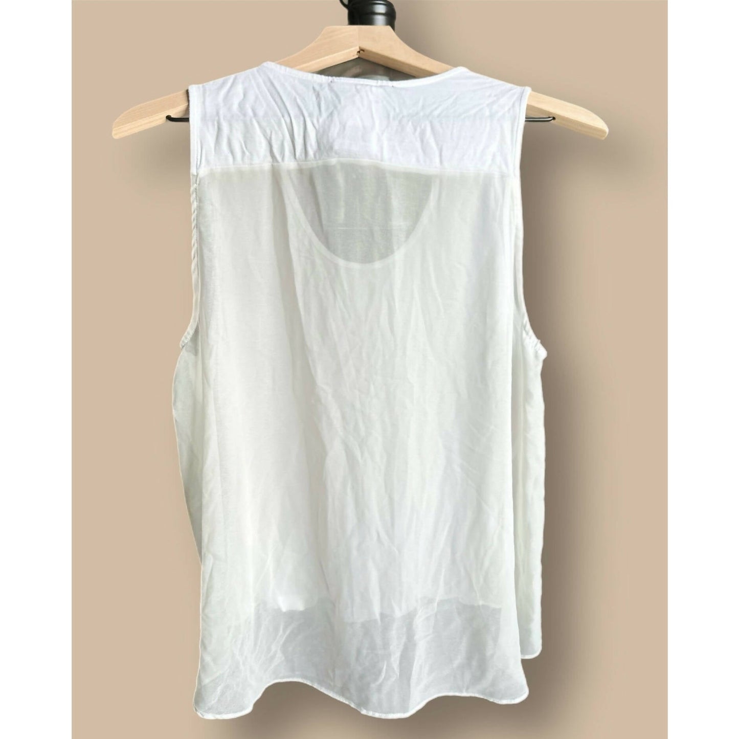 BCBG Maxazria High Low Sheer Back Tank - White