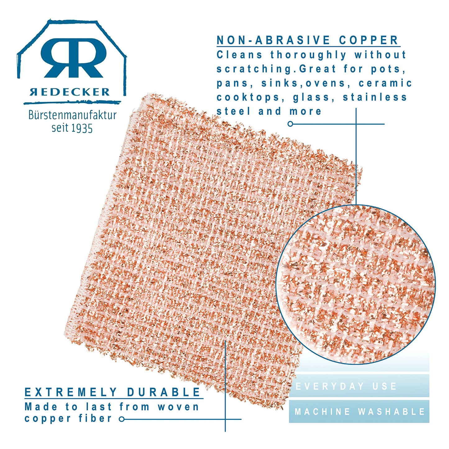 2-Ply Woven Copper Scrubbing Cloth - Set of 2