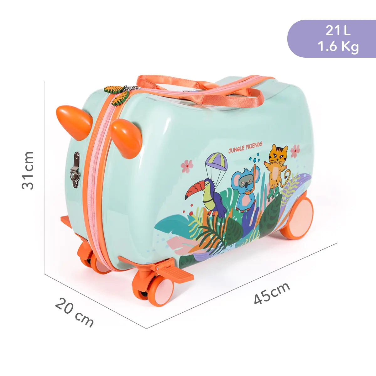 MILK&MOO Rideable Children's Suitcase – Jungle Friends