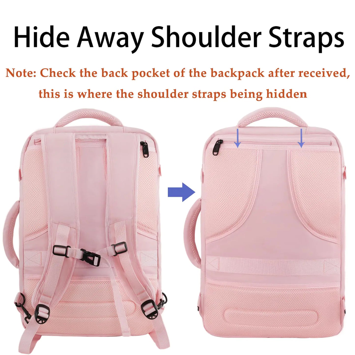 Pink Travel Backpack for Women – 35L