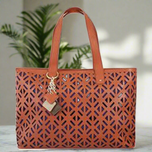 Luminous Leather Tote - Orange