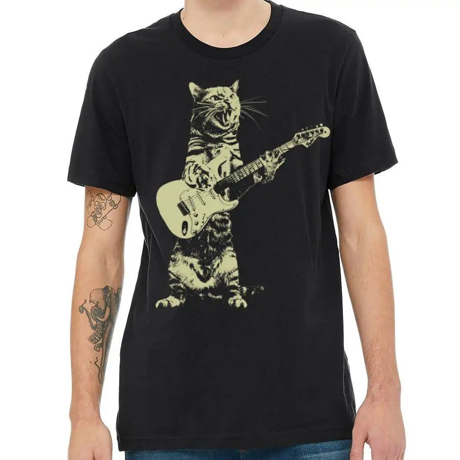 Rock & Roll Cat Guitar Men's T-Shirt