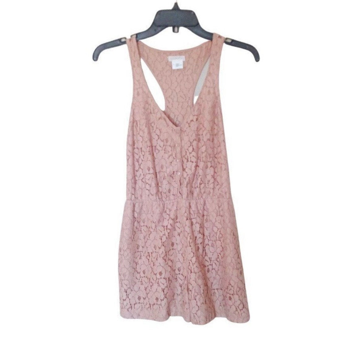 Urban Outfitters Lace Sleeveless Button Front Romper W/ Pockets - Dusty Rose - S