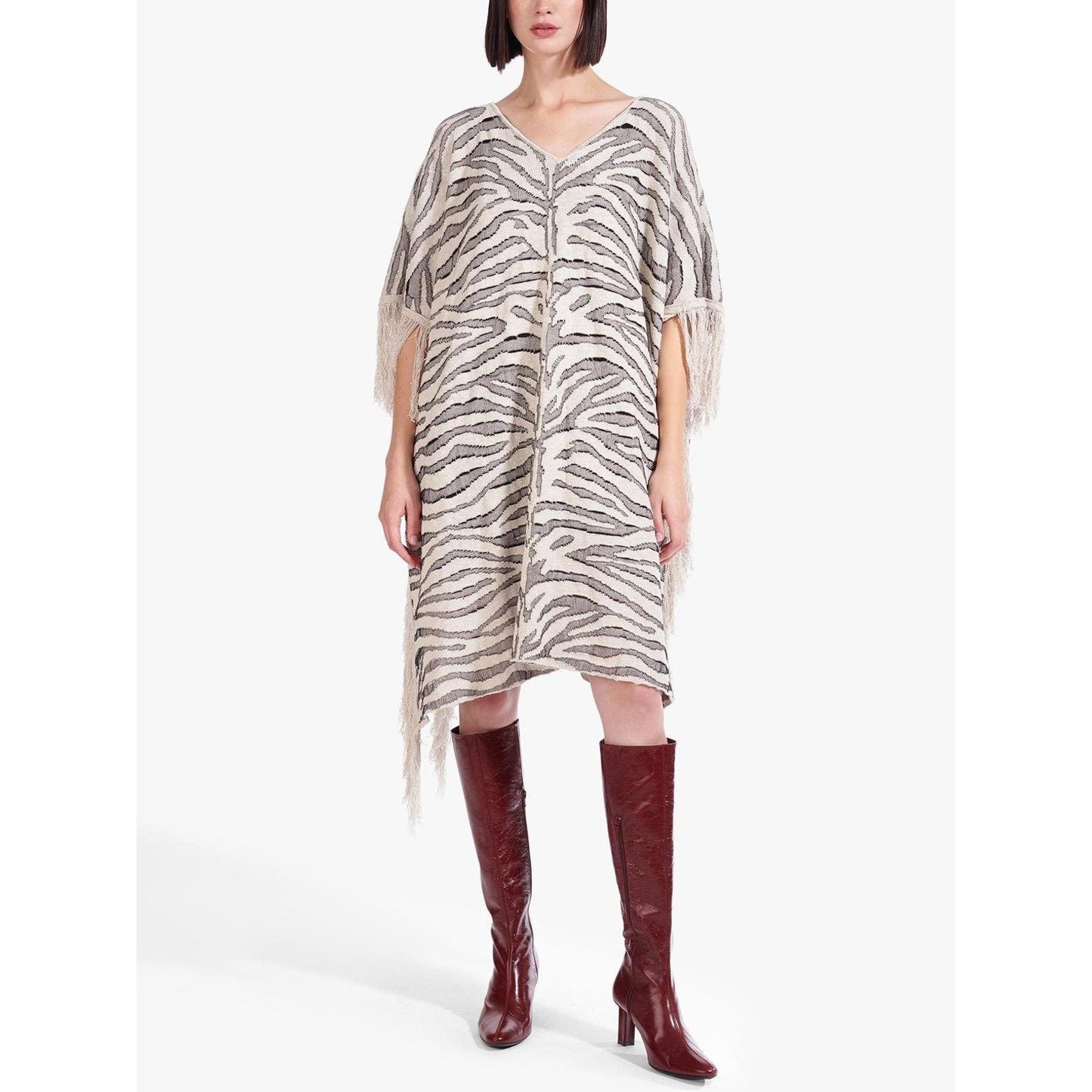 STAUD Cassia Zebra Shawl - Animal - Off White Multi