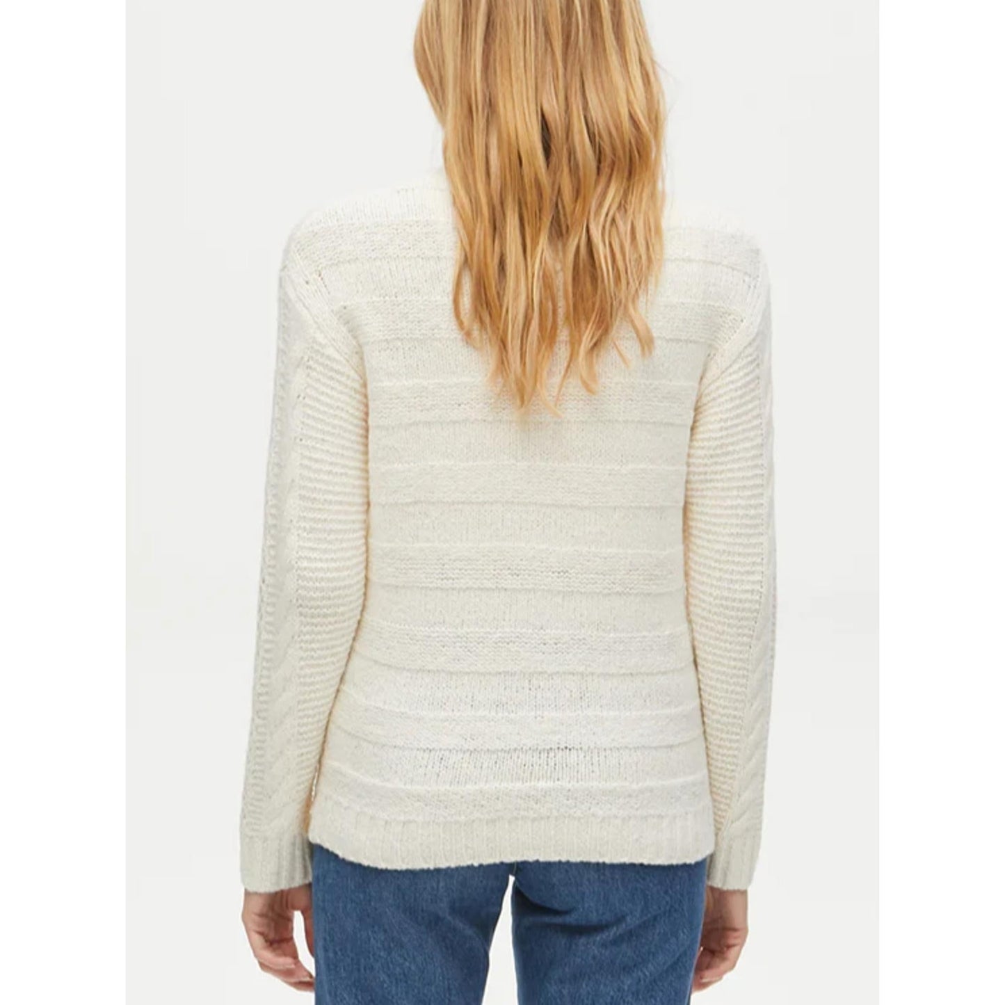 Michael Stars Louisa Cable Knit Pointelle Pullover Sweater - Off-White - S