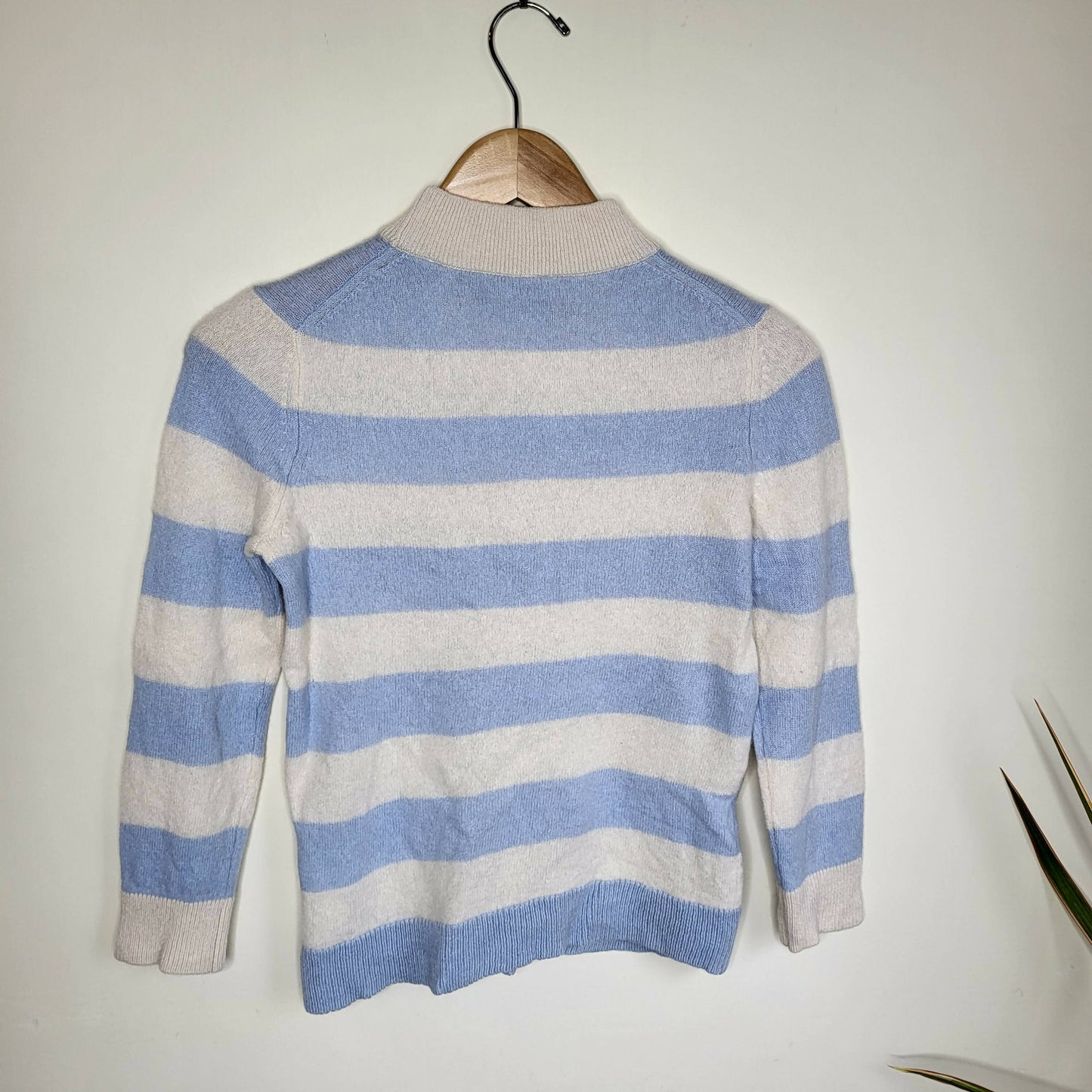 White + Warren Mariner Mockneck Sweater - Blue Multi/Pearl White - Size M