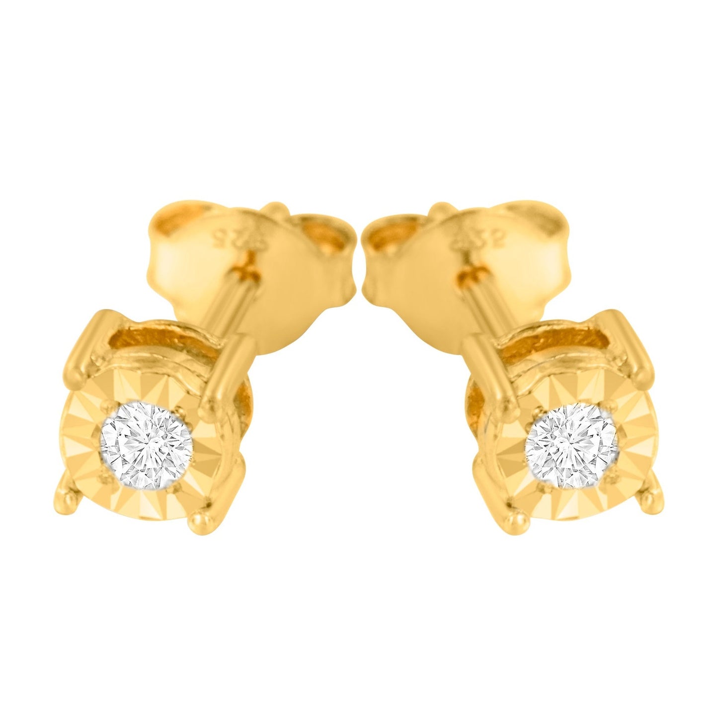 Haus of Brilliance 10K Yellow Gold Plated .925 Sterling Silver Diamond Stud Earrings