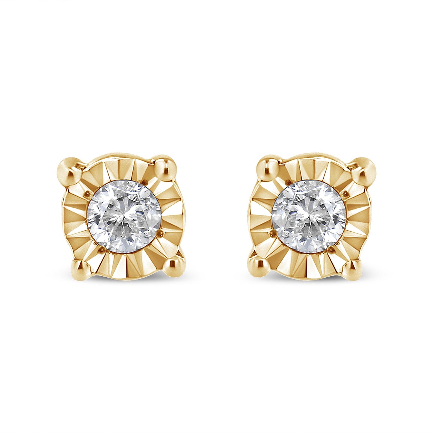 Haus of Brilliance 10K Yellow Gold Plated .925 Sterling Silver Diamond Stud Earrings