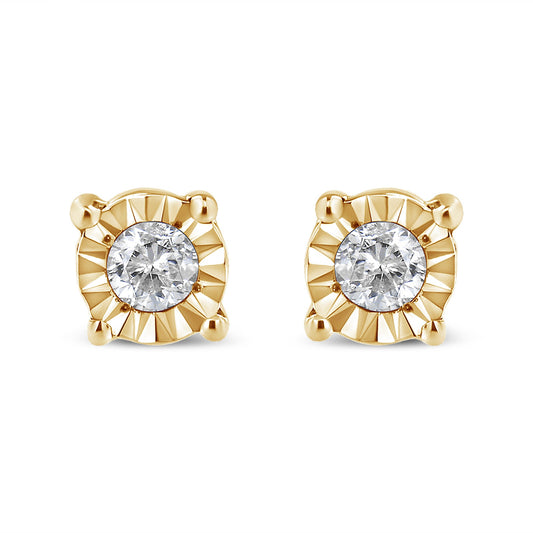 Haus of Brilliance 10K Yellow Gold Plated .925 Sterling Silver Diamond Stud Earrings