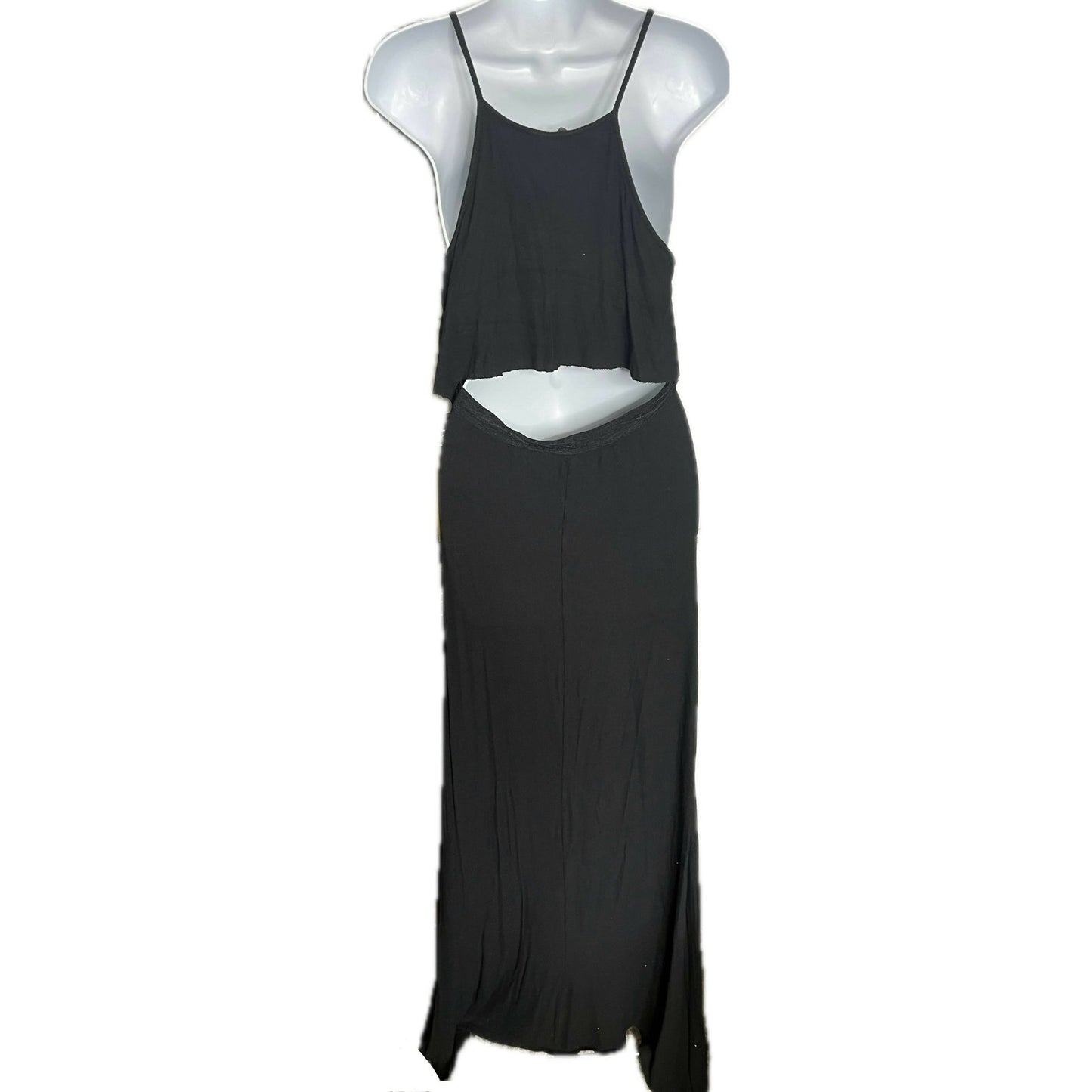 BCBGMaxazria Spaghetti Strap Tiered Maxi Dress - Black - Small