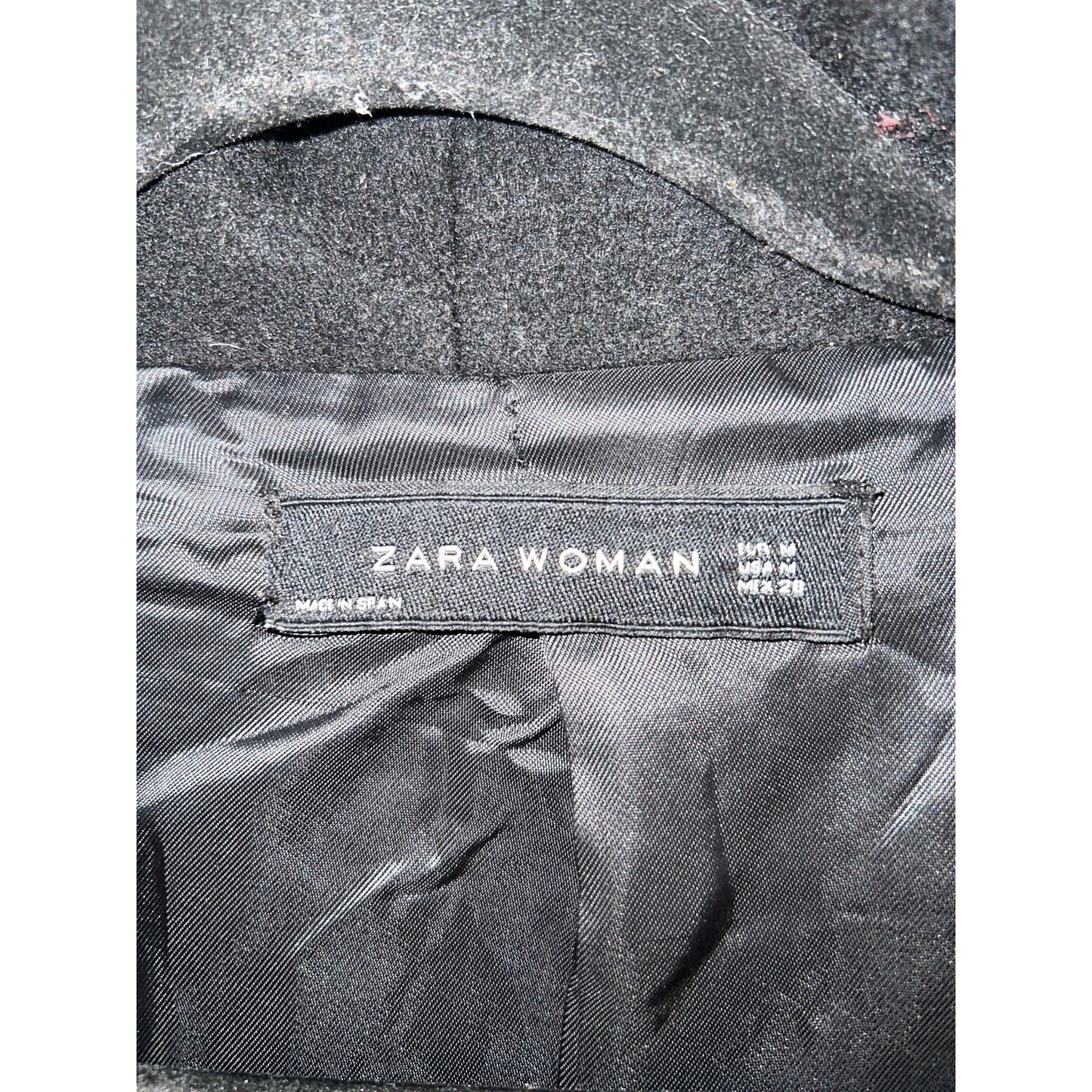 Black Zara Woman Peacoat 3/4 Length Size M