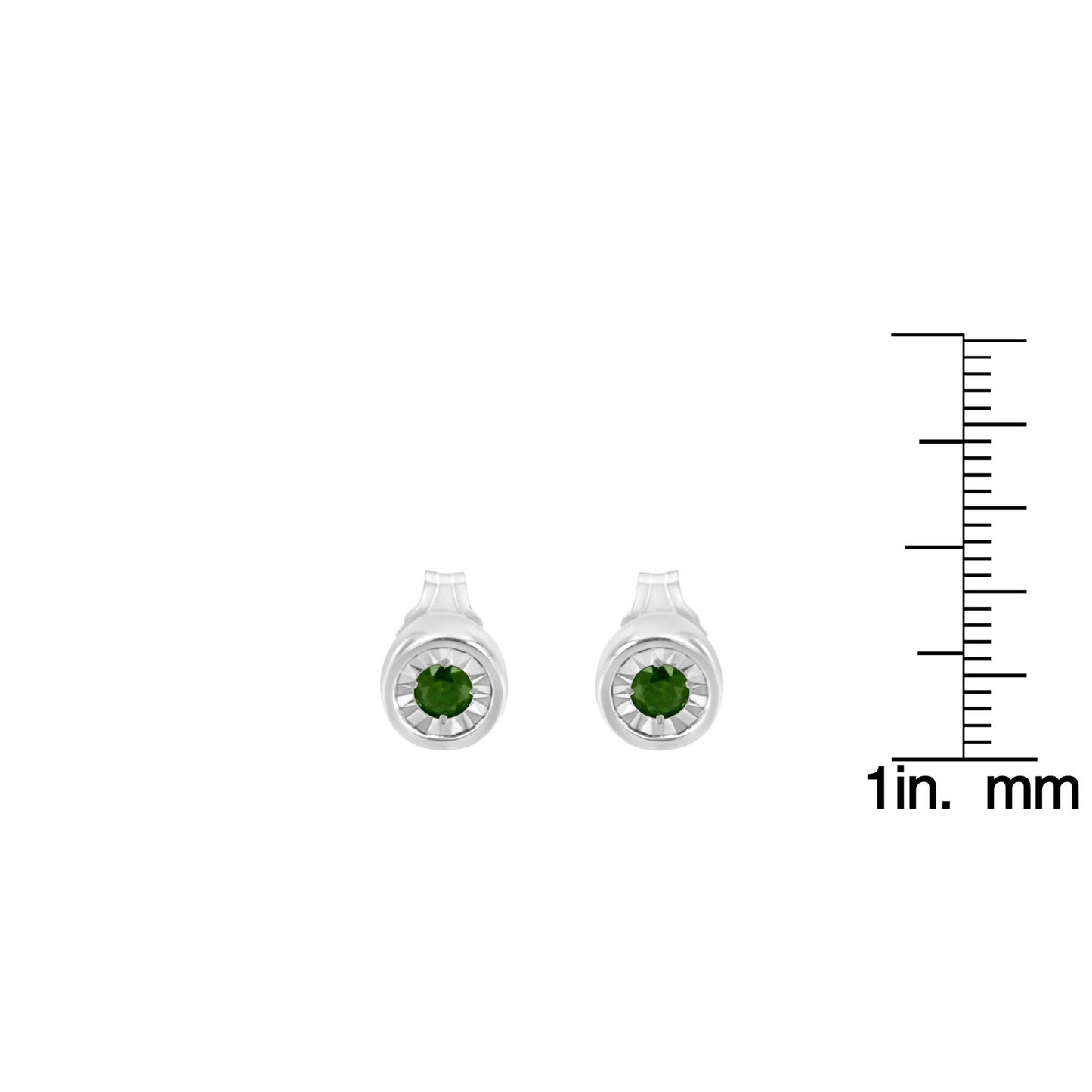 Haus of Brilliance .925 Sterling Silver 1/5 Cttw Round Green Diamond Stud Earrings