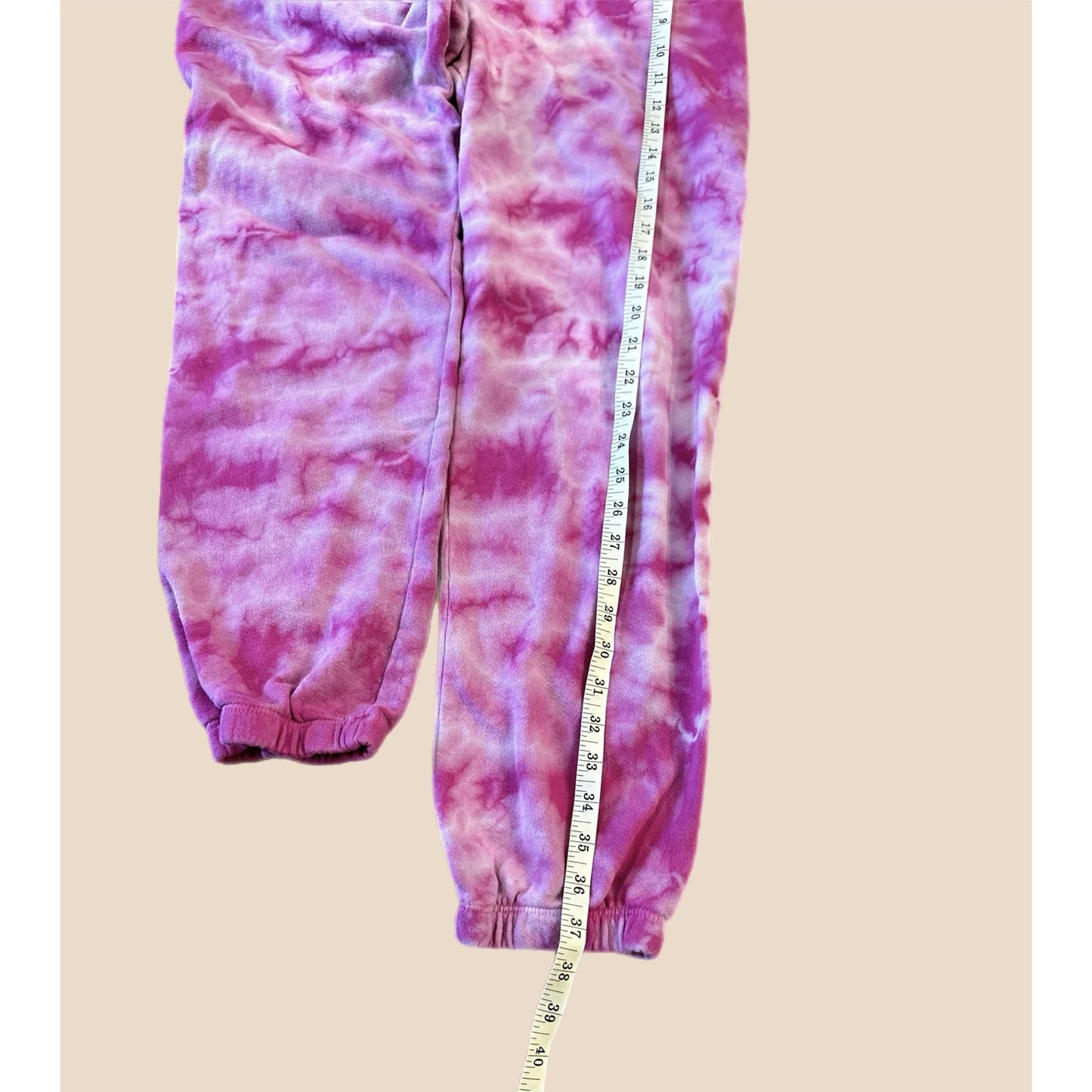 Monrow Crystal Boyfriend Sweatpant - Tie Dye - Pink Multi/Fuchsia