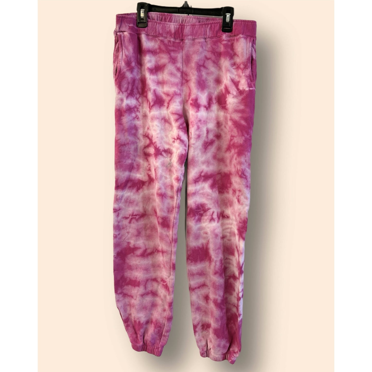 Monrow Crystal Boyfriend Sweatpant - Tie Dye - Pink Multi/Fuchsia