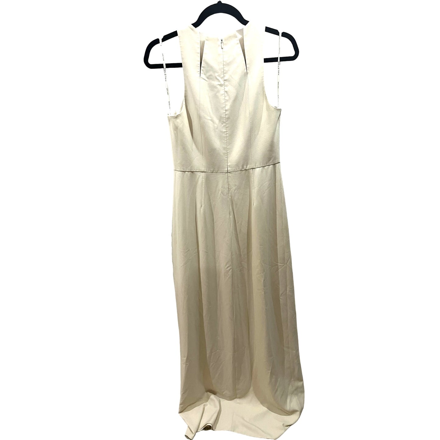 Halston Heritage Sleeveless Crew Neck Sheer-Insert Gown - White - 4