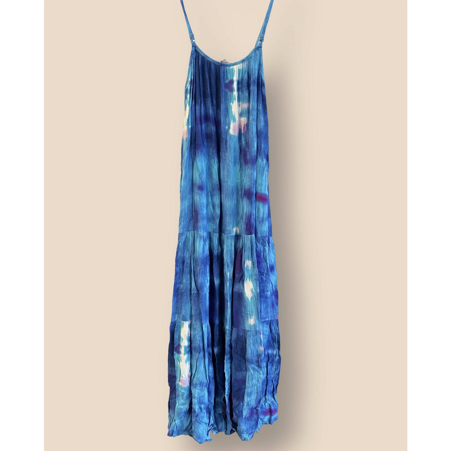 BB Dakota Spaghetti Strap Water Goddess Dress - Tie Dye - Blue Multi/Blue - XS