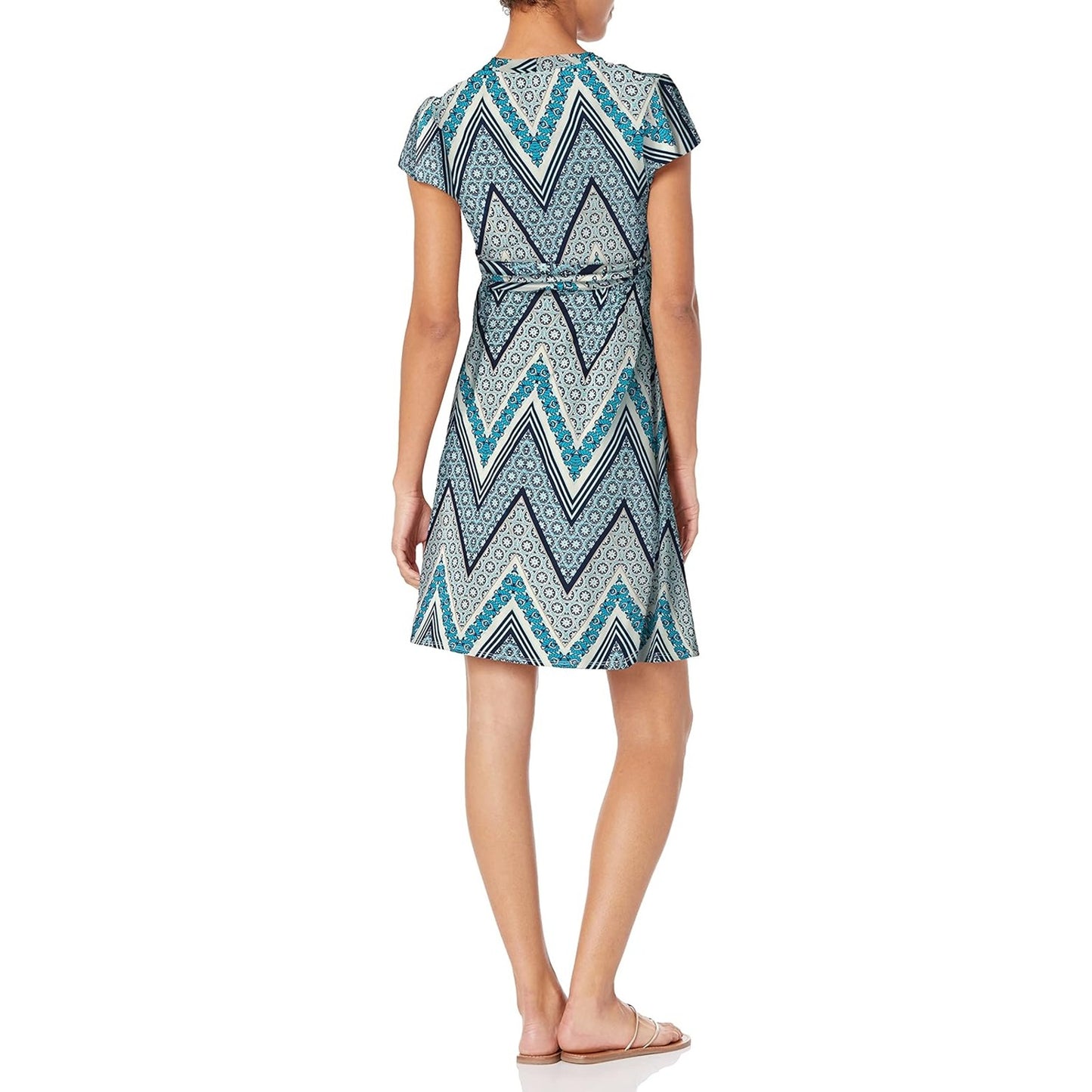 Maternity Nursing Dress - Blue Chevron - XS