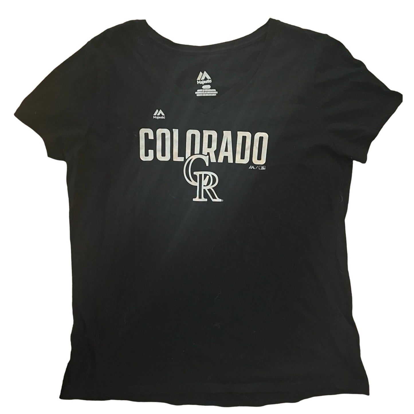 Colorado Rockies V-Neck Women’s Tee - Black - Size L