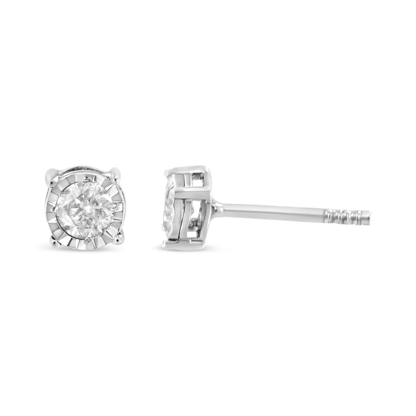 Haus of Brilliance .925 Sterling Silver Diamond Solitaire Stud Earrings