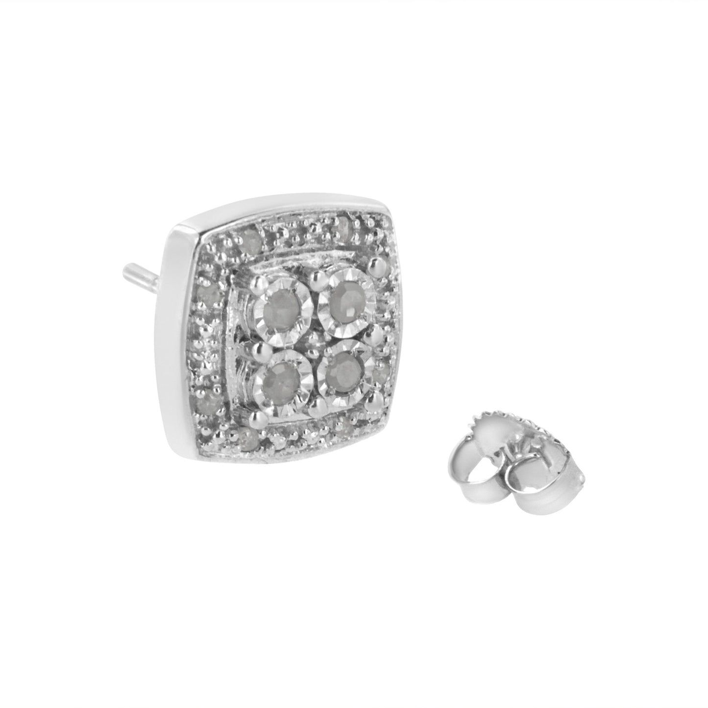 Haus of Brilliance .925 Sterling Silver 1/4 cttw Diamond Stud Earrings - Square Shape