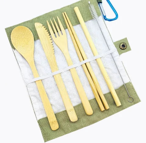 Portable Eco-Friendly Cutlery Set 7Pcs Bamboo Cutlery