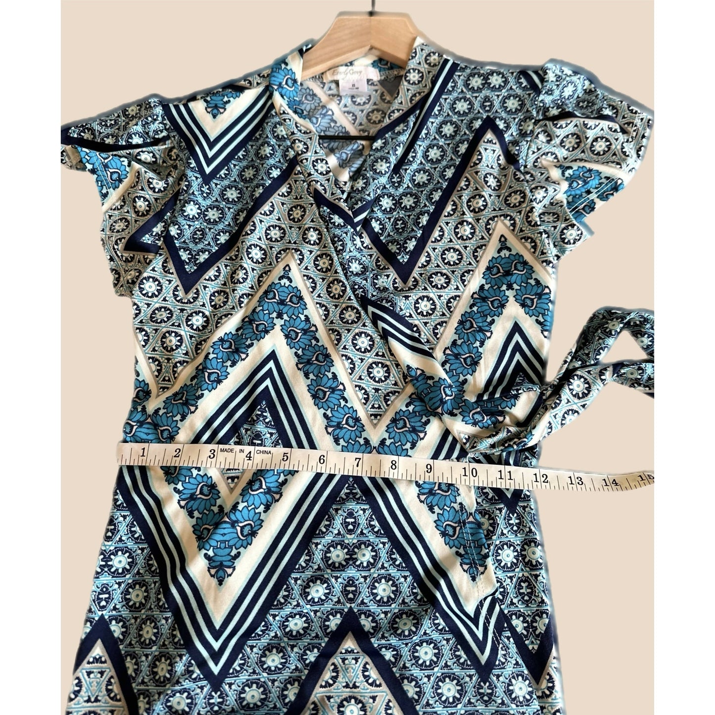 Maternity Nursing Dress - Blue Chevron - XS