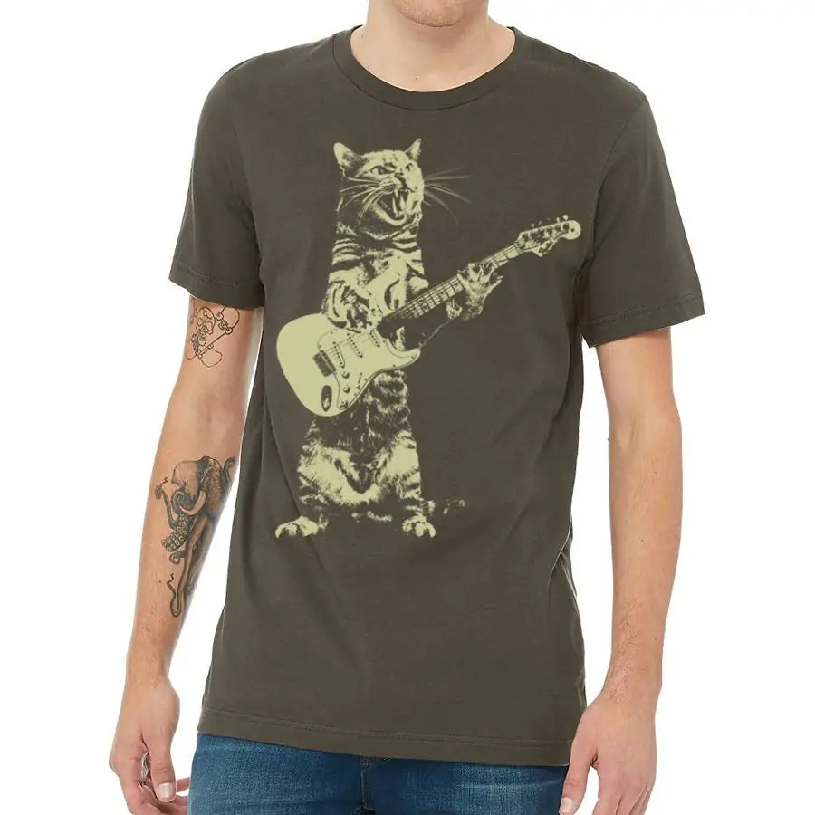 Rock & Roll Cat Guitar Men's T-Shirt