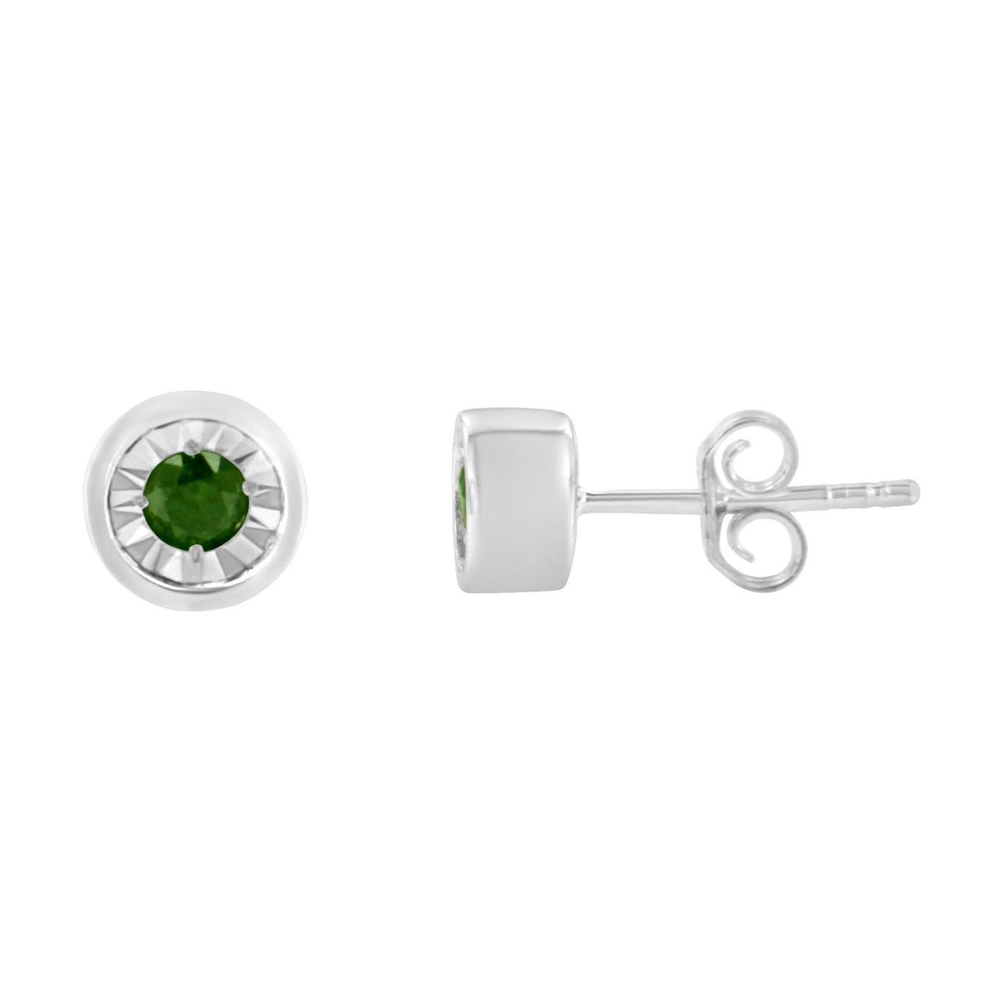 Haus of Brilliance .925 Sterling Silver 1/5 Cttw Round Green Diamond Stud Earrings