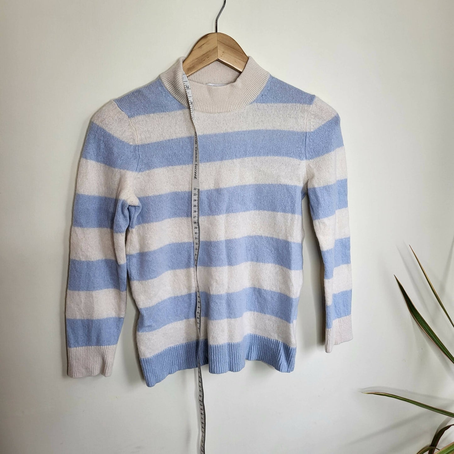 White + Warren Mariner Mockneck Sweater - Blue Multi/Pearl White - Size M