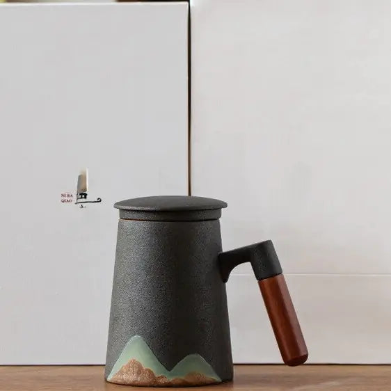 Mountain Design Ceramic Tea Mug With Filter