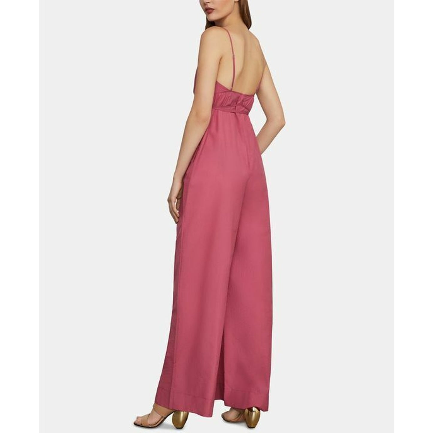 BCBG Maxazria Faux Wrap Wide Leg Jumpsuit - Pink - Size Small