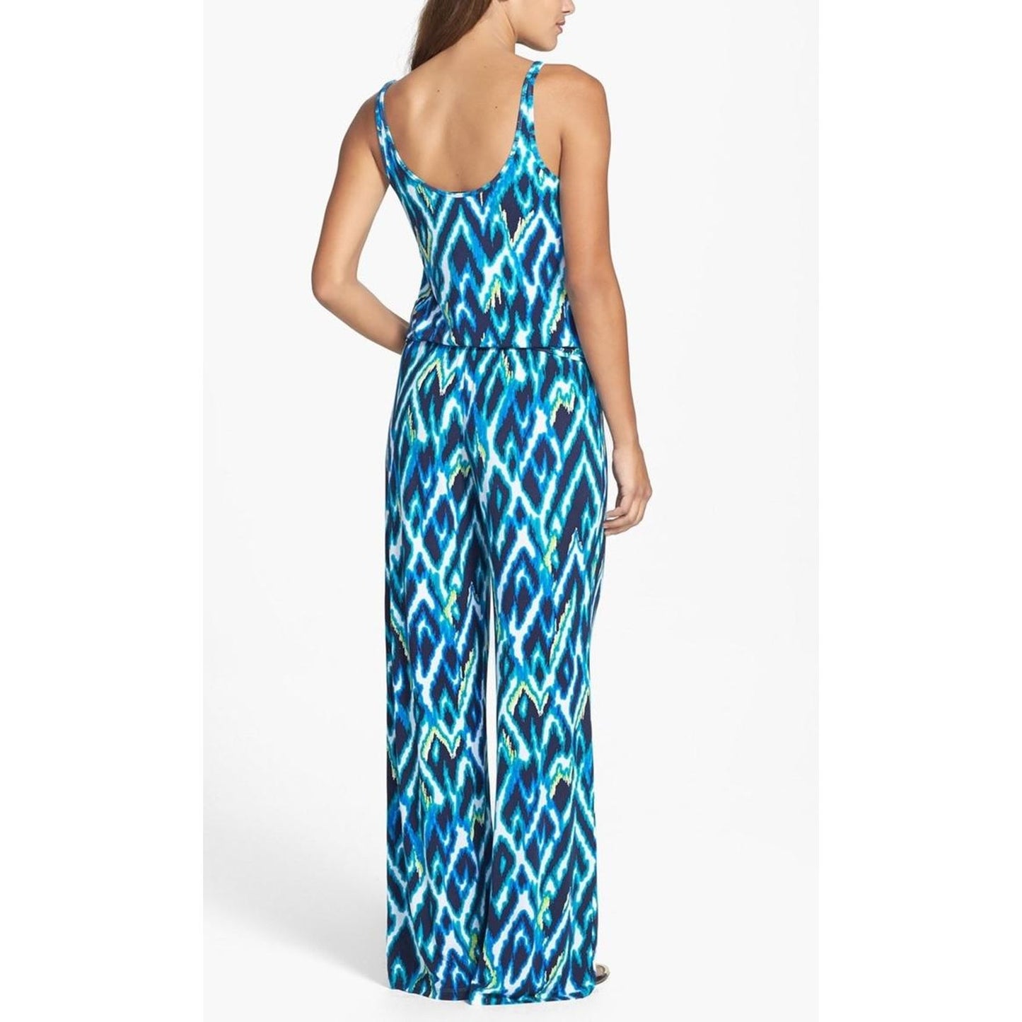 Tart Sleeveless Megan Printed Jumpsuit - Abstract - Blue Multi/Blue