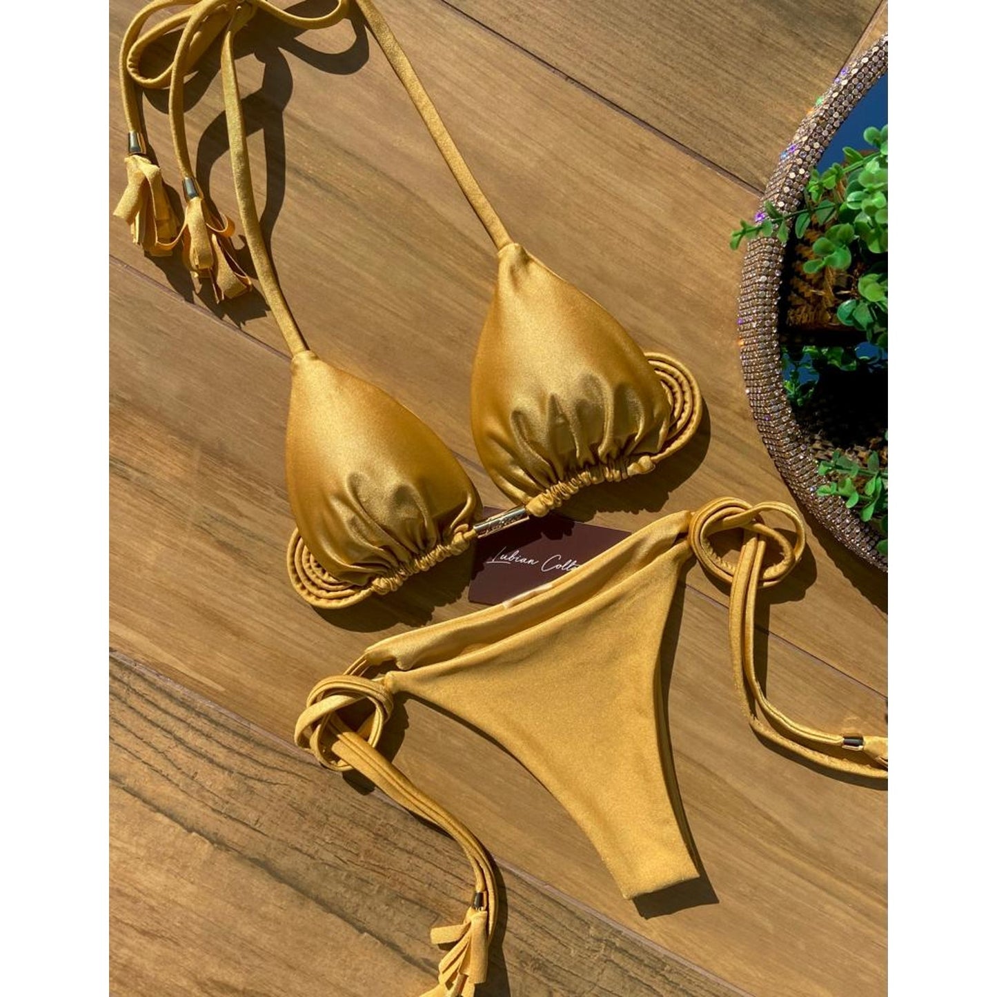 Handmade Brazilian Lubyswim Bikini Stella Swimsuit - Gold - Size M