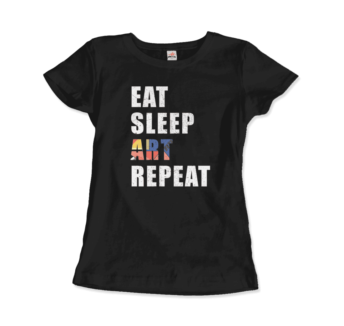 Eat, Sleep, Art, Repeat Distressed Design T-Shirt-14