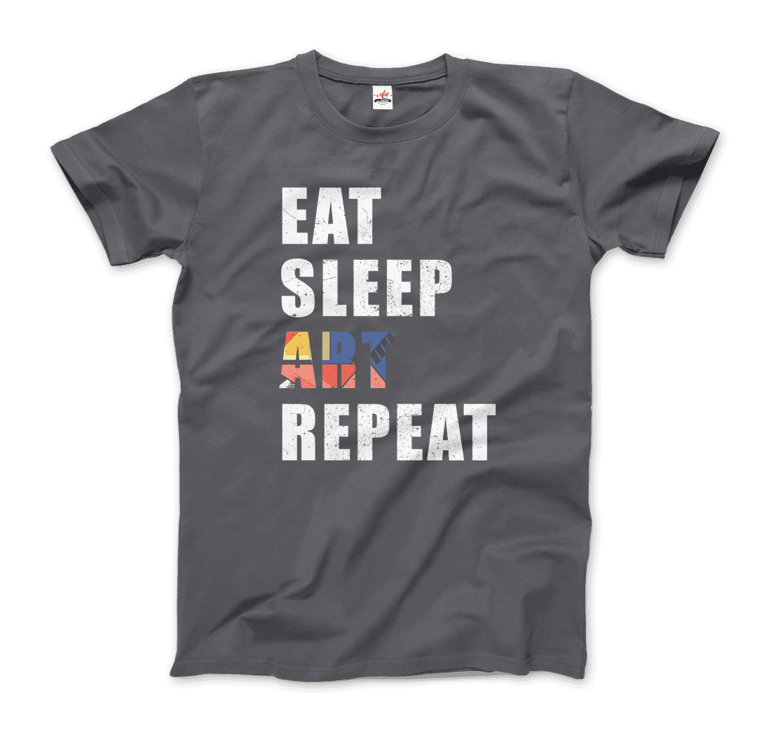 Eat, Sleep, Art, Repeat Distressed Design T-Shirt-6