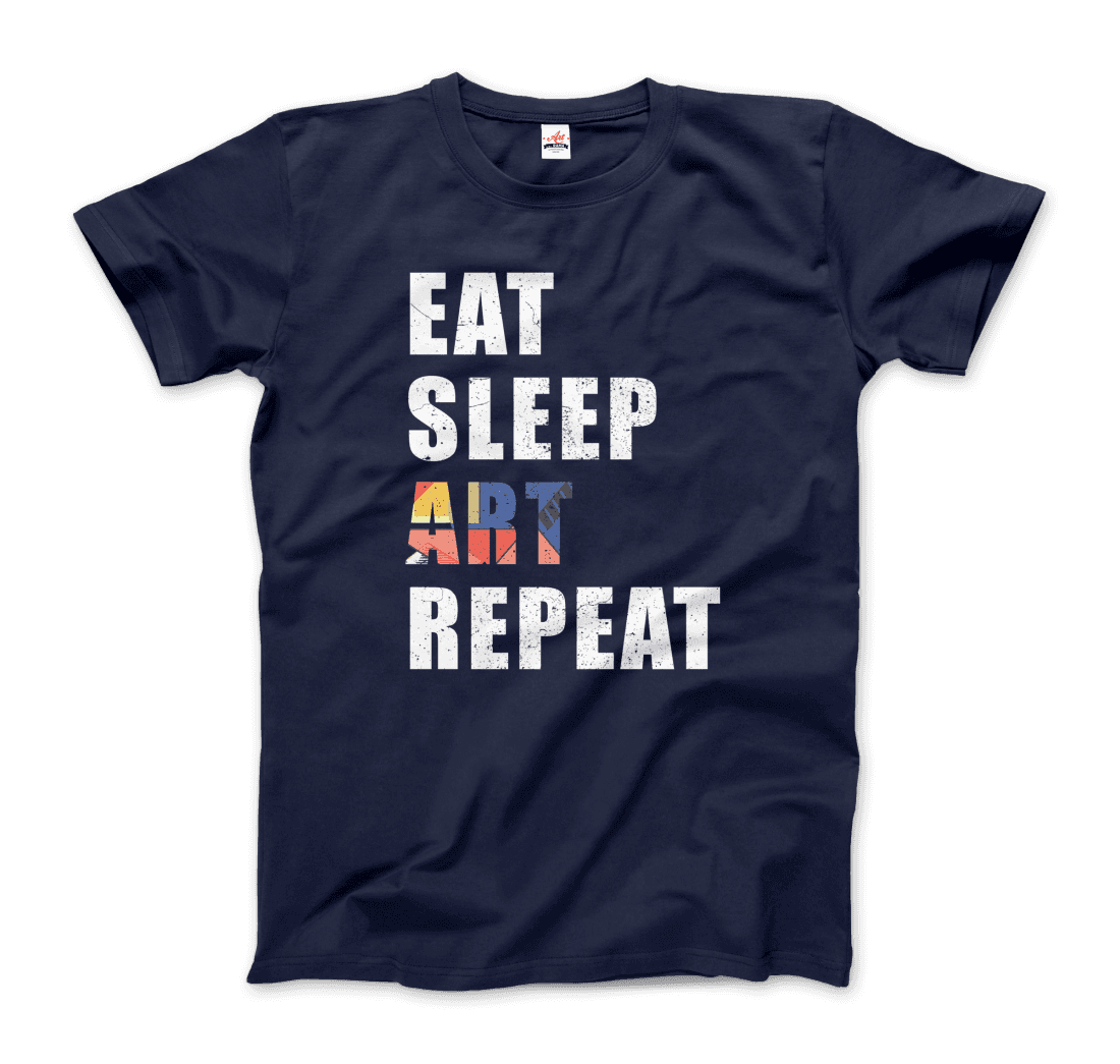 Eat, Sleep, Art, Repeat Distressed Design T-Shirt-8