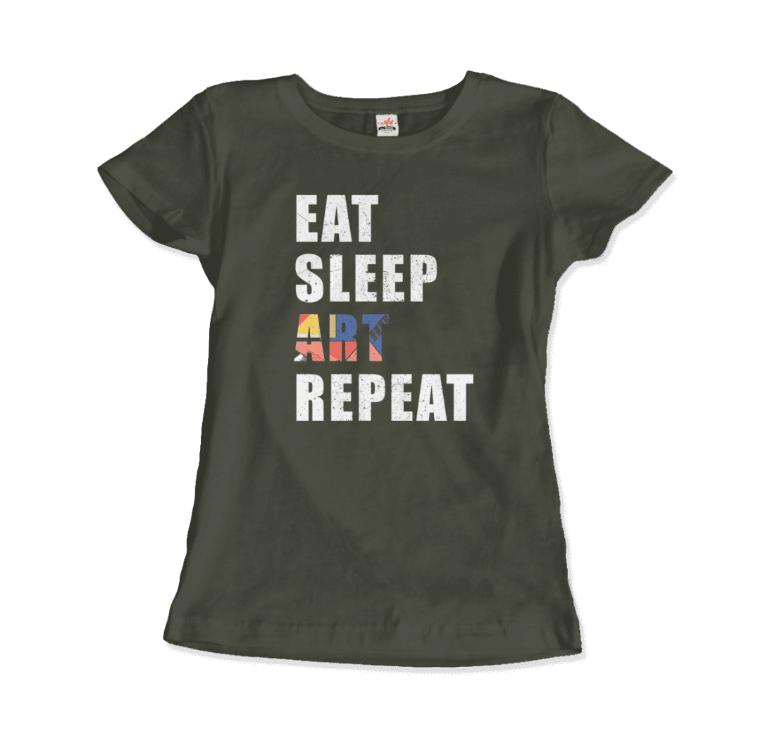 Eat, Sleep, Art, Repeat Distressed Design T-Shirt-16