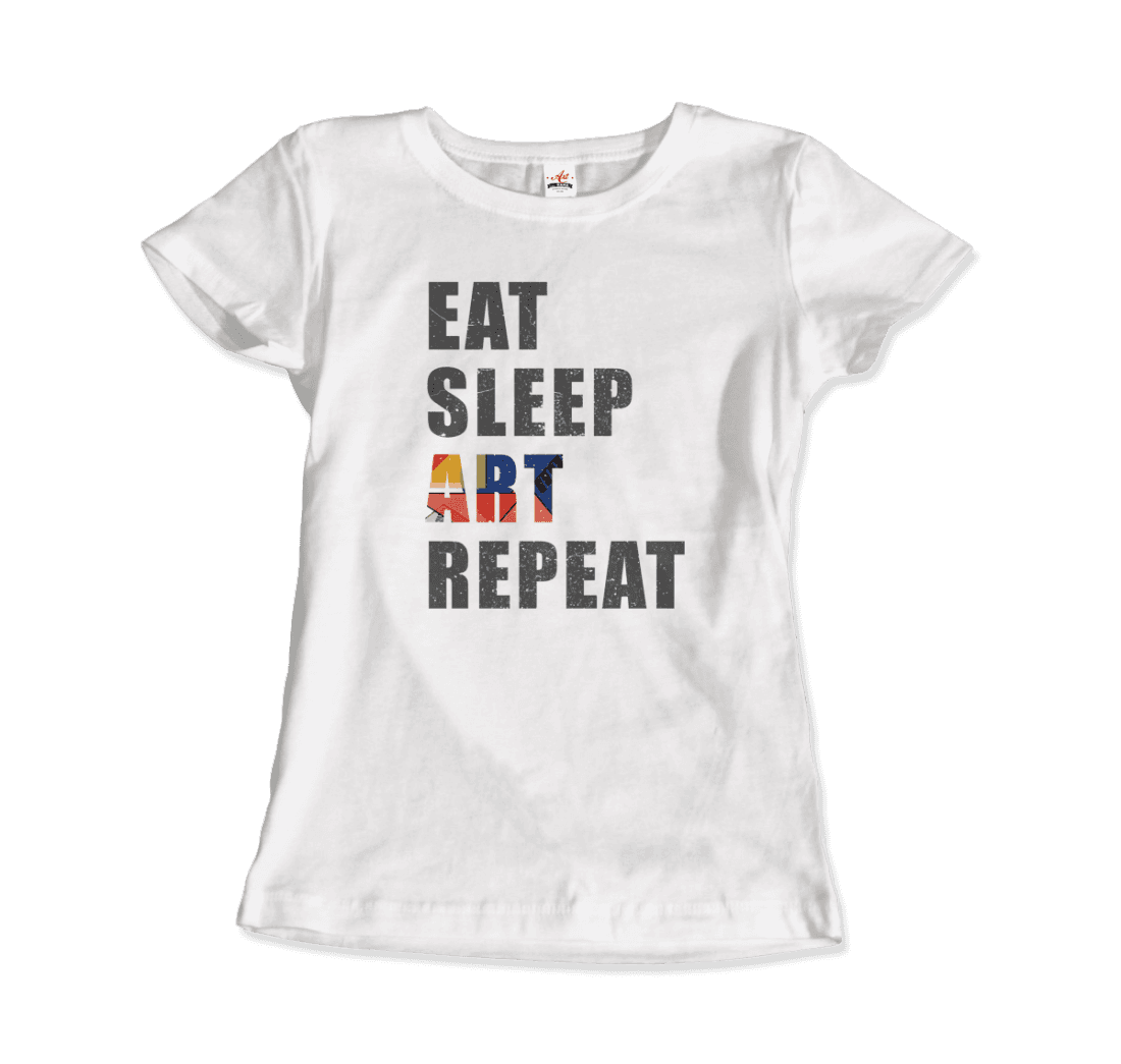 Eat, Sleep, Art, Repeat Distressed Design T-Shirt-4