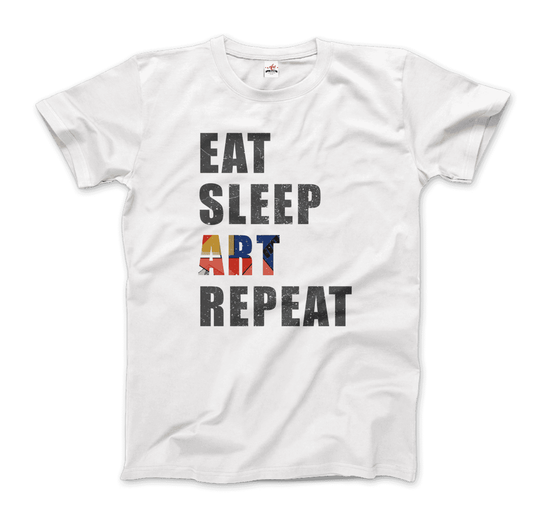 Eat, Sleep, Art, Repeat Distressed Design T-Shirt-3