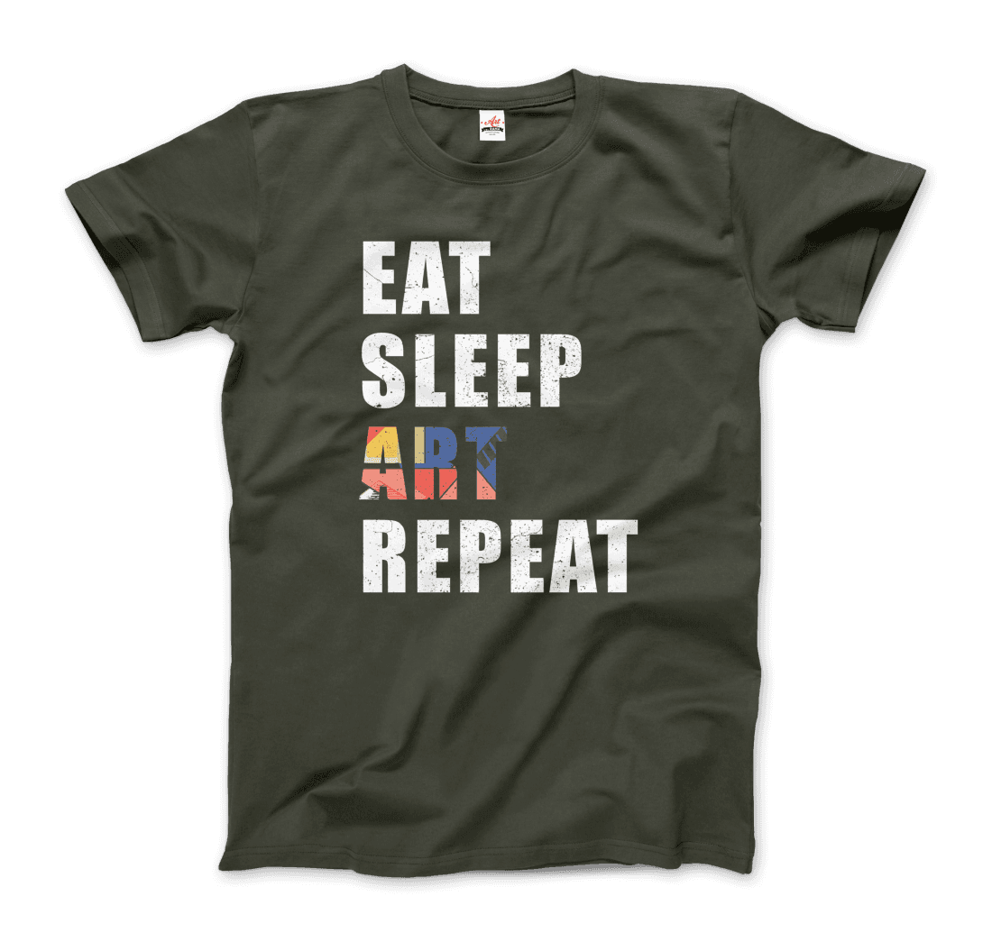 Eat, Sleep, Art, Repeat Distressed Design T-Shirt-9