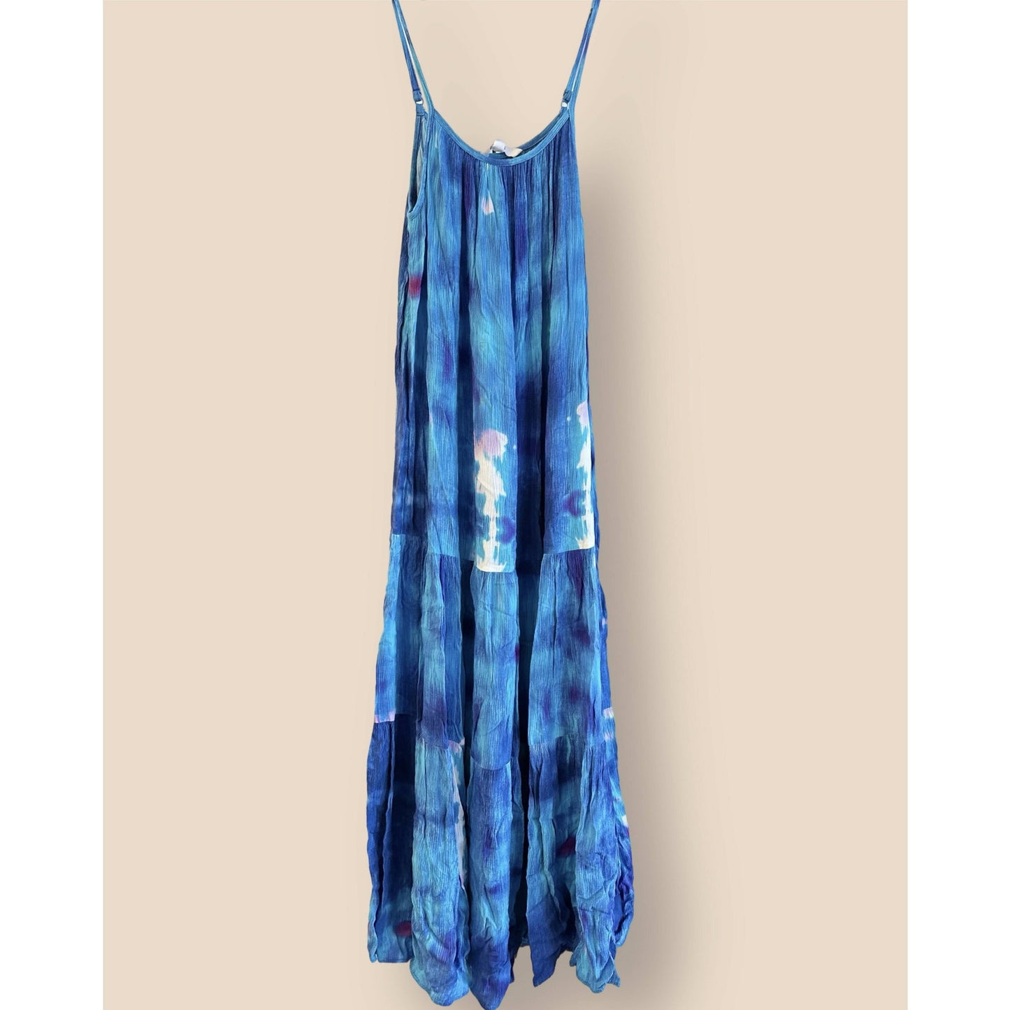 BB Dakota Spaghetti Strap Water Goddess Dress - Tie Dye - Blue Multi/Blue - XS