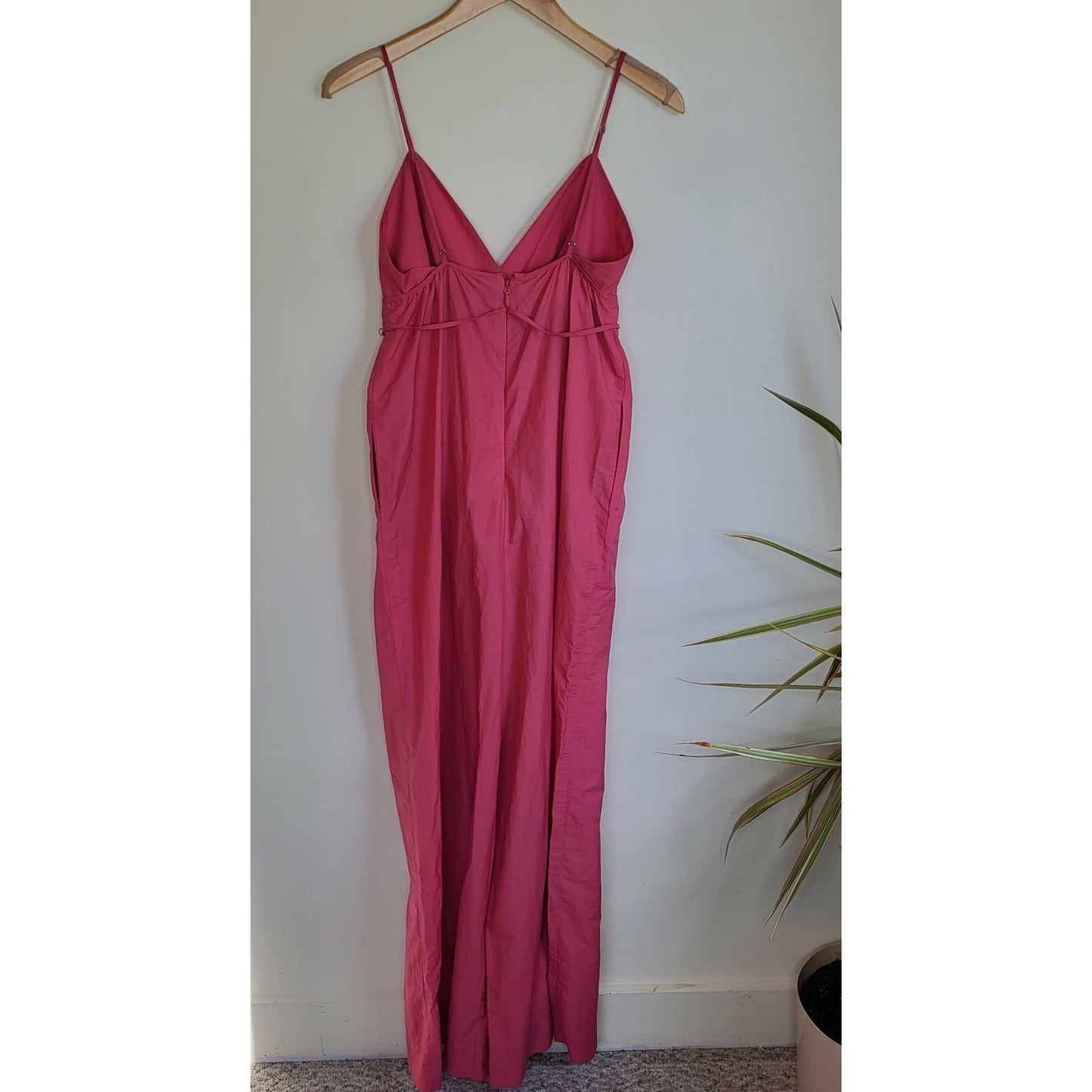 BCBG Maxazria Faux Wrap Wide Leg Jumpsuit - Pink - Size Small