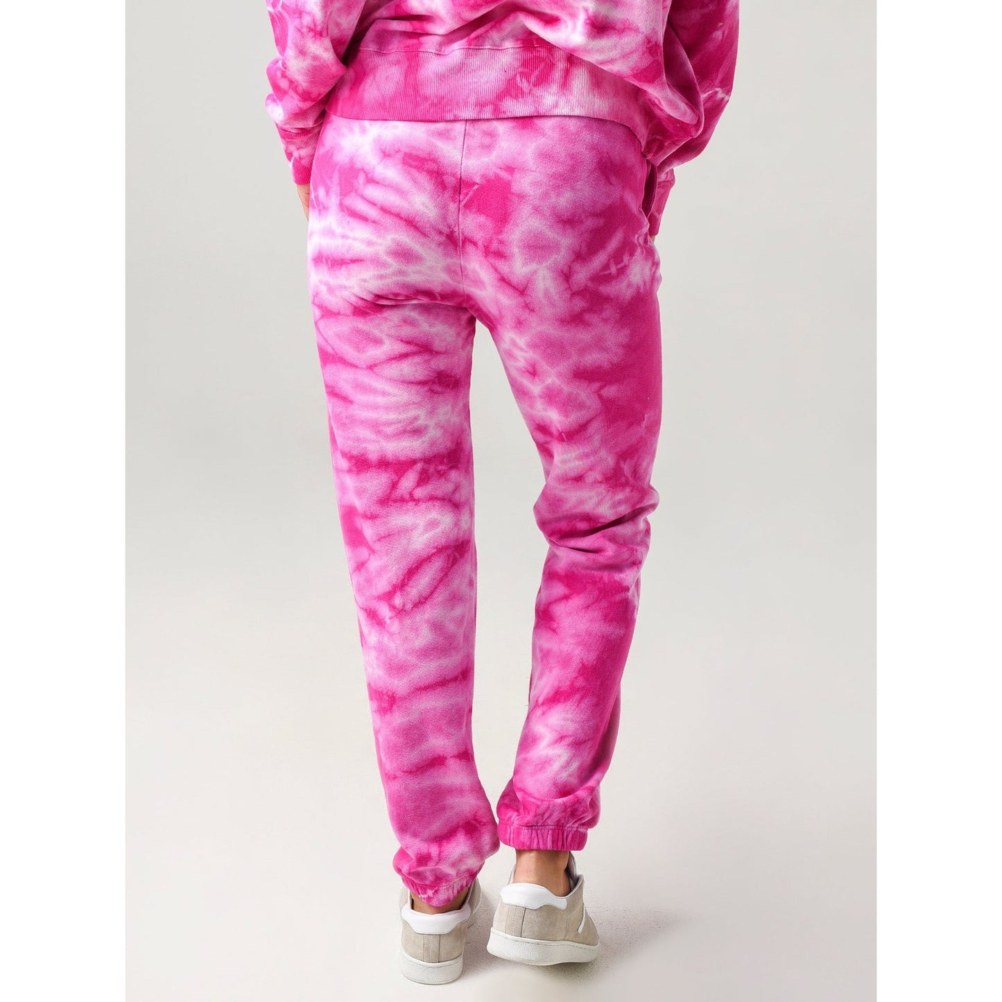 Monrow Crystal Boyfriend Sweatpant - Tie Dye - Pink Multi/Fuchsia