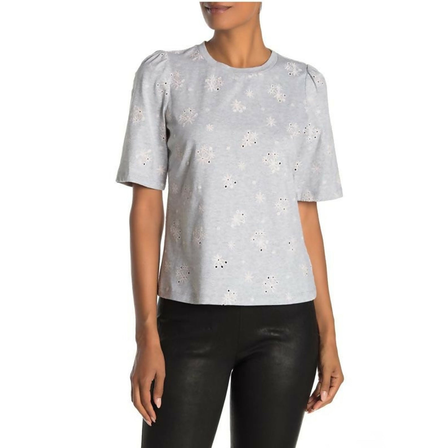 Rebecca Taylor Dree Embroidered T-Shirt - Floral - Gray Multi - L