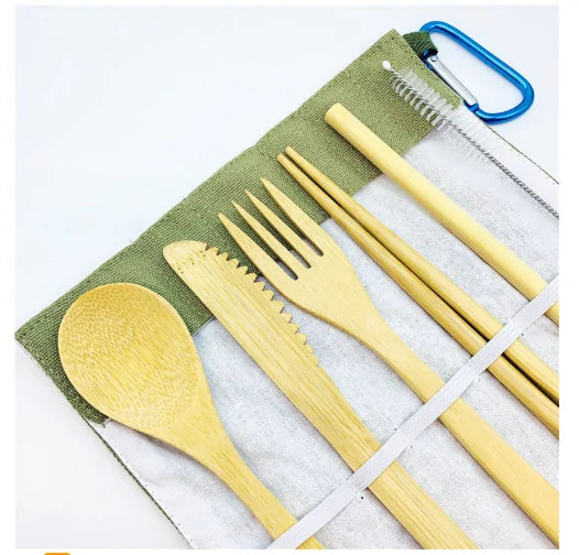 Portable Eco-Friendly Cutlery Set 7Pcs Bamboo Cutlery