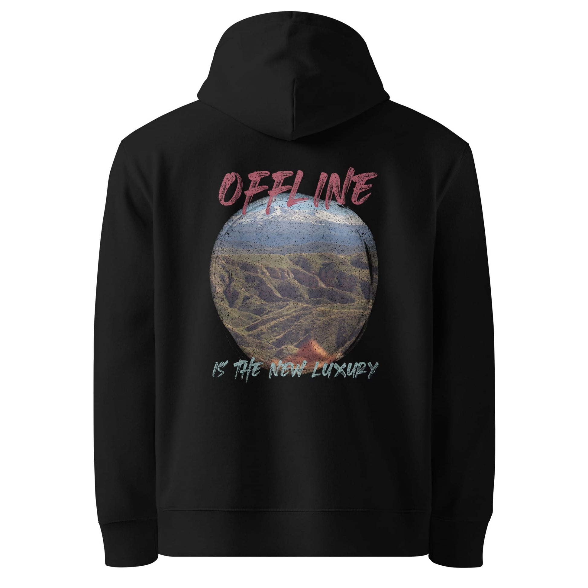 Offline is the New Luxury Organic Cotton Hoodie – Unisex Mountain Design | GOTS Certified Eco-Friendly-2