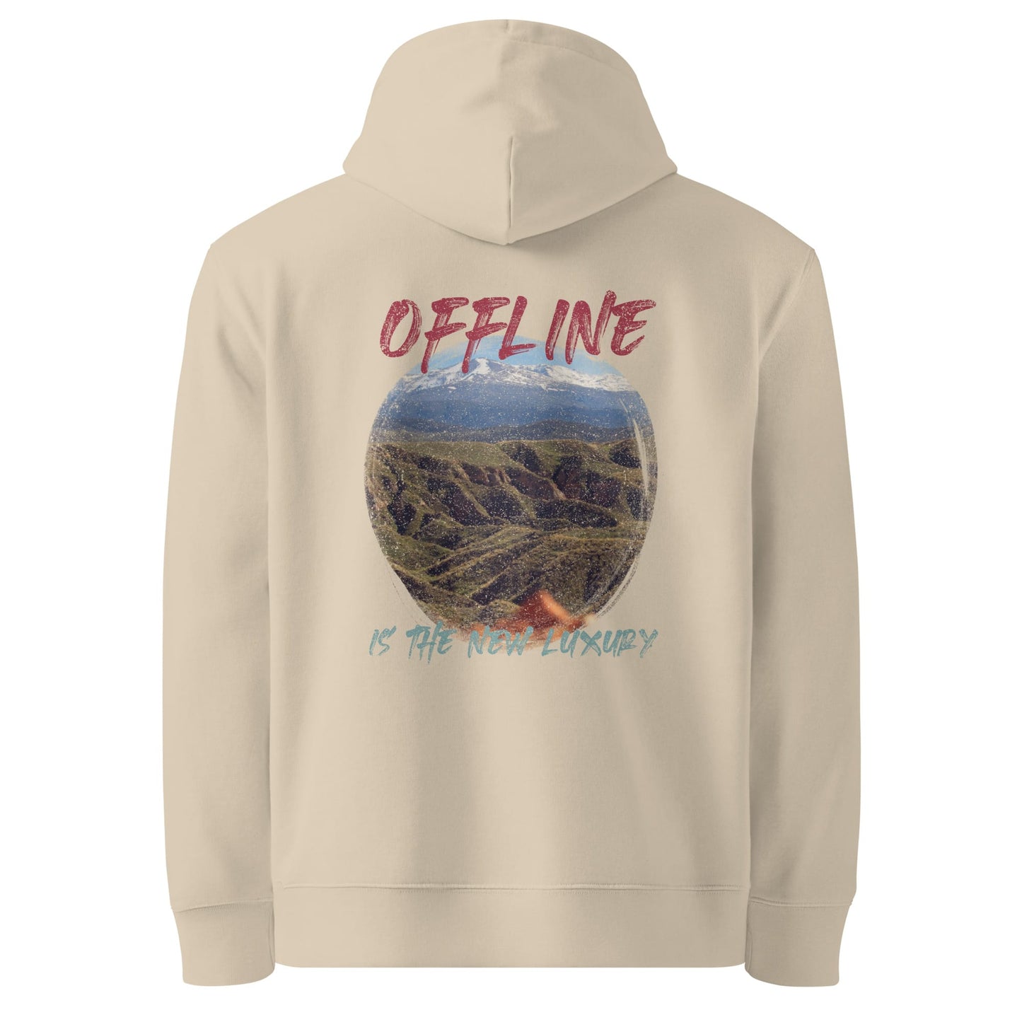 Offline is the New Luxury Organic Cotton Hoodie – Unisex Mountain Design | GOTS Certified Eco-Friendly-4